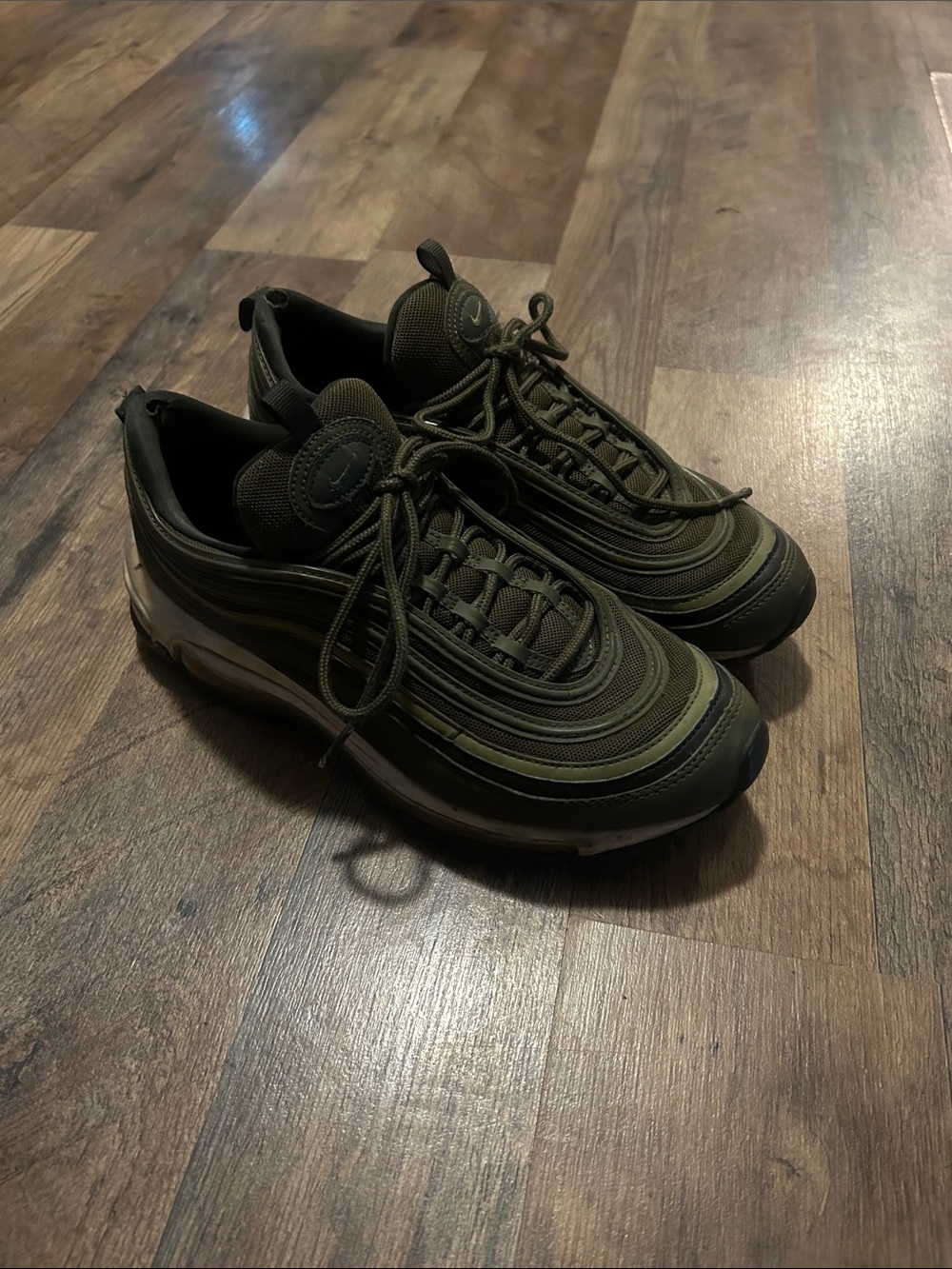 Nike Women's Air Max 97 Olive Green and Black Low-Top Sneakers - Picture 2 of 7